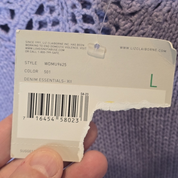 Liz Claiborne Purple V-Neck Sweater NWT - Picture 5 of 5